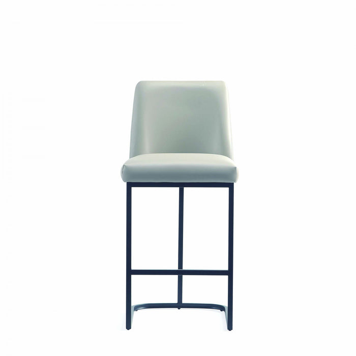 Tabouret de comptoir moderne en metal et tissu Serena, gris clair