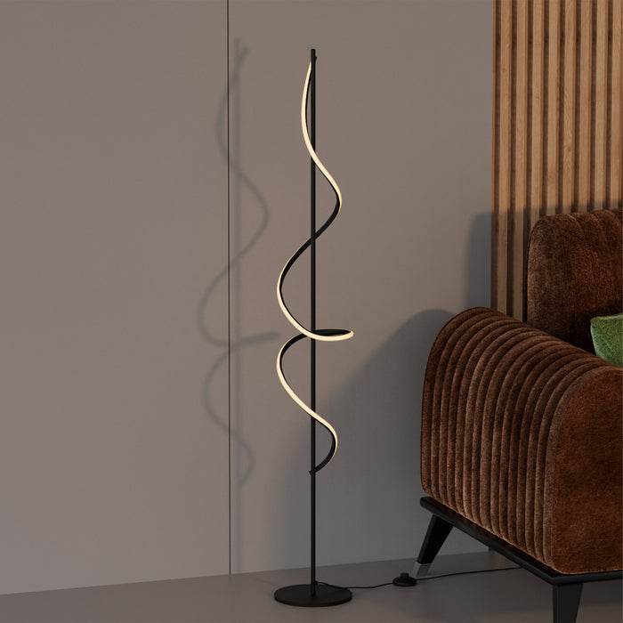 Lampe à pied à DEL de 51 po noir mat avec gradation progressive