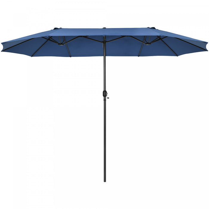 Costway Parasol double face 15FT a manivelle pour patio Jardin marche protection solaire Navy
