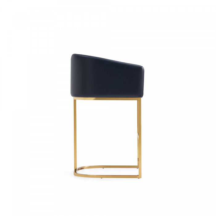 Tabouret de comptoir rembourre en metal noir style mid-century modern Louvre - Lot de 3