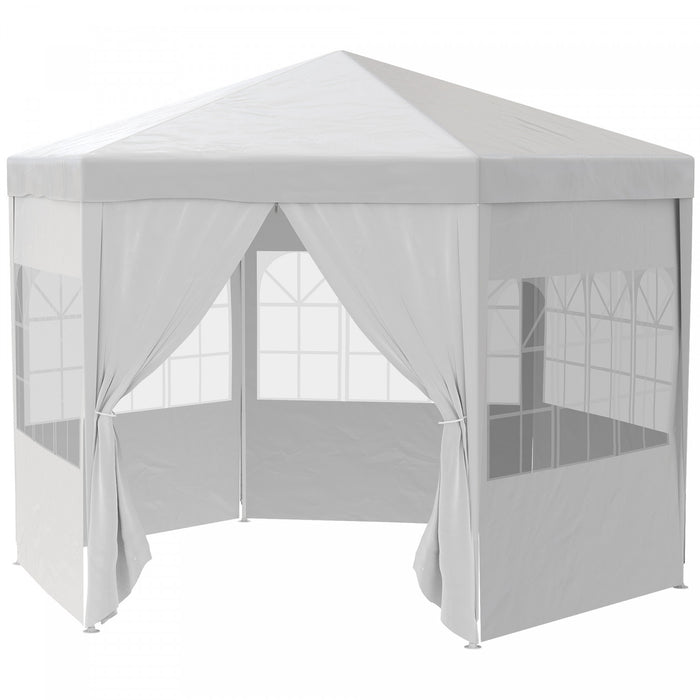 Outsunny 13ft Tonnelle Barnum De Jardin Tente De Reception 6 Parois Laterales Amovibles Fenetres Porte Zippee Blanc