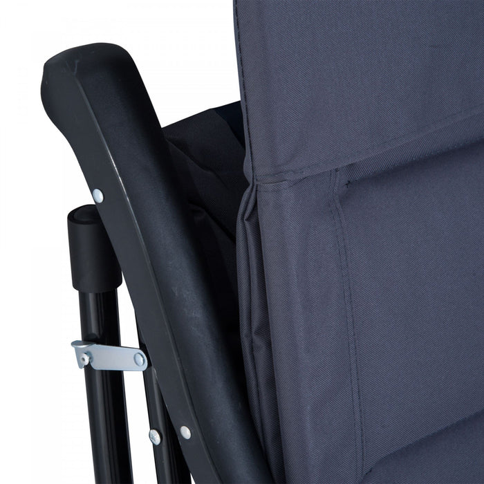 Ensemble De Chaises Bercantes Pliables Dessine De 2 Pcs En Patio, Bleu Marine