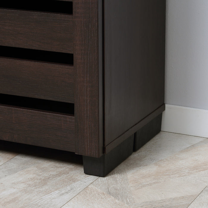HOMCOM Armoire a Chaussures 15 Paires Portes a Lames Brun
