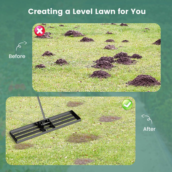 Costway Pelouse Nivelant Rake 42 \"x 10\" Outil De Pelouse De Niveau Pour Jardin Arriere-cour/pelouse Noir