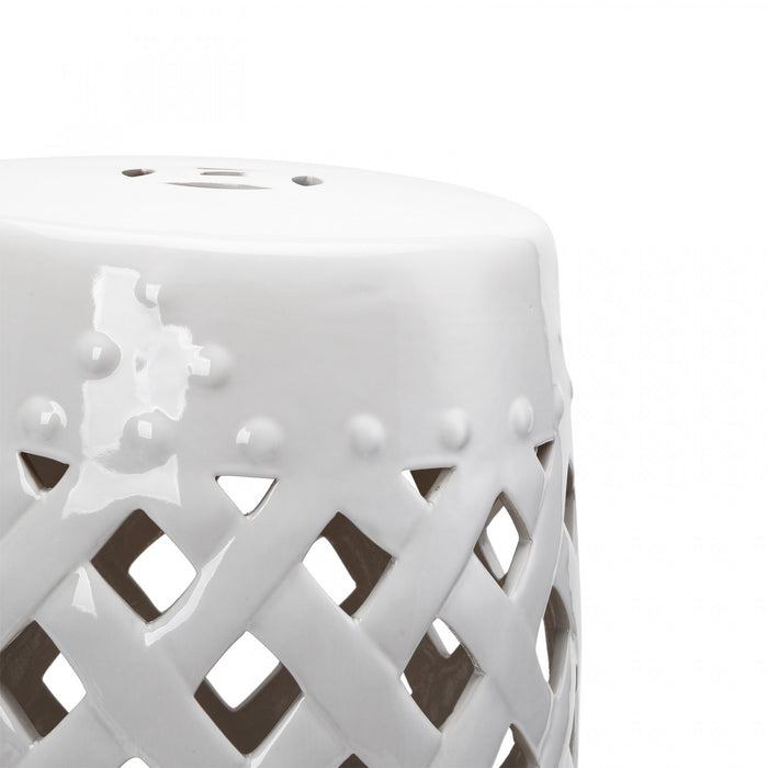 Outsunny Tabouret De Jardin Exterieur En Ceramique 13\" X 18\", Blanc