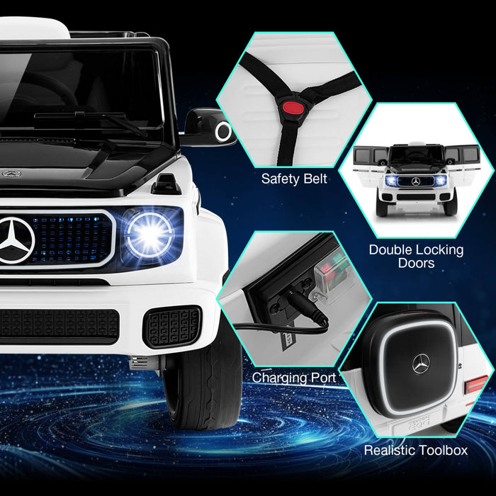 Costway License Mercedes-benz Eqg Enfants Ride On Car Avec Telecommande Batterie Detachable Blanc