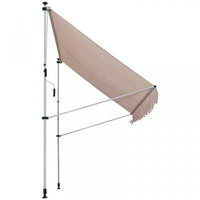 Store Banne Manuel Retractable 2l X 1,5l X 1,7-2,8h M Inclinaison Reglable Installation Rapide Metal Alu Polyester Beige