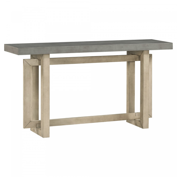 Table d'entree peinte Ethan 59,1'' avec design rectangulaire triple et pieds en bois de pin, grise