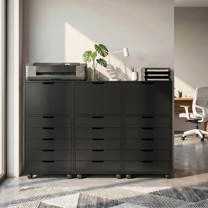 HOMCOM classeur vertical 5 tiroirs sur roulettes verrouillables, noir