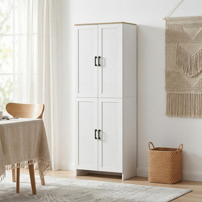 HOMCOM Armoire de rangement 67\" a 4 portes avec etageres reglables blanc