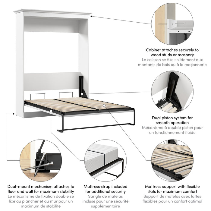 Lit double escamotable Versatile de Bestar de 64 po (L) - blanc