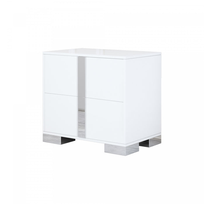 Madeline table de chevet avec 2 tiroirs de rangement et pieds en metal, blanc