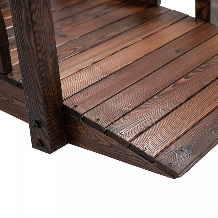 Outsunny Pont De Jardin En Bois, Passerelle Decorative Avec Garde-corps