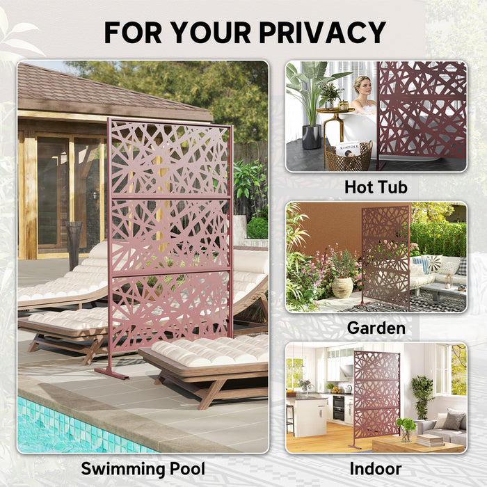 Ecran de confidentialite exterieur Outsunny, separateur sur pied, marron fonce