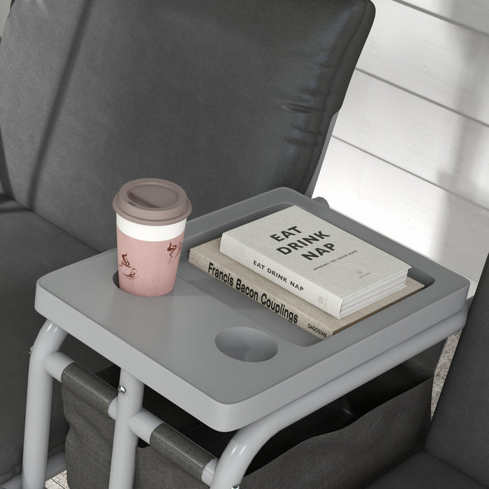 Outsunny Double Balancoire D'exterieur Pour 2 Pers Avec Table, Gris