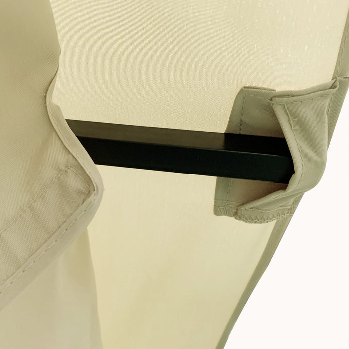 Outsunny 12' X 10' Tonnelle Pavillon Jardin Patio Terrasse Gazebo Auvent Abri D'exterieur Avec Double Toit Ventile, Moustiquaire Cadre En Metal Beige