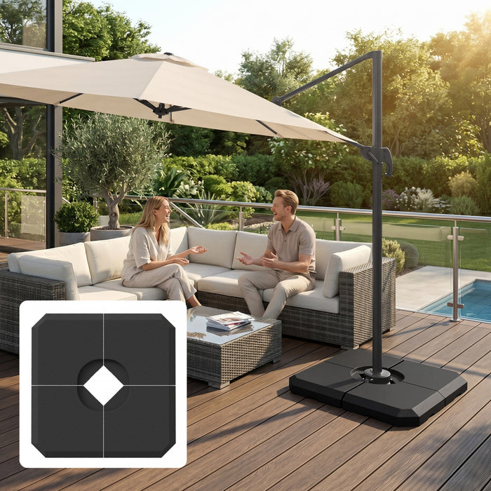 Outsunny, lot de 4 socles pour parasol, noir