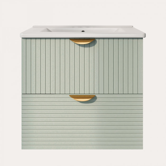 Meuble de salle de bain mural moderne Hugo 48 pouces avec tiroirs, vert