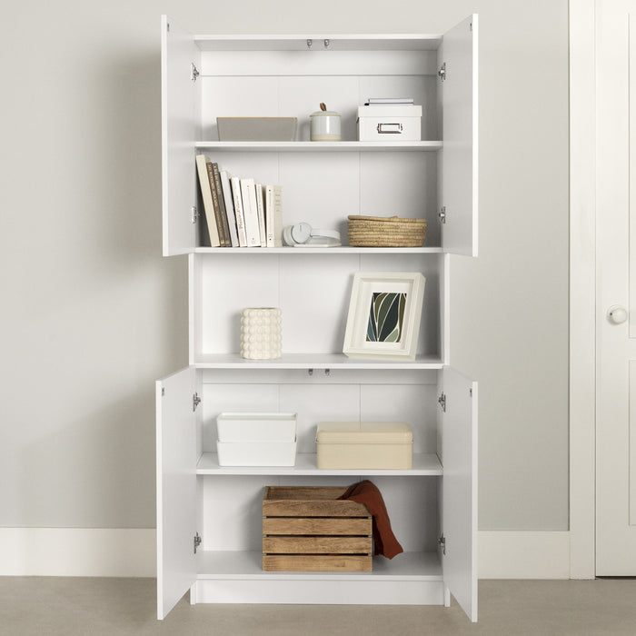 Liora Bibliotheque 4 Portes Et Rangement Ouvert - Blanc Solide