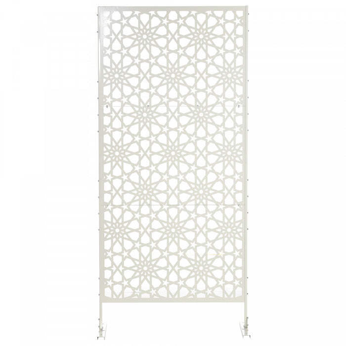 Outsunny Ecran de confidentialite en metal pour exterieur, separateur Blanc