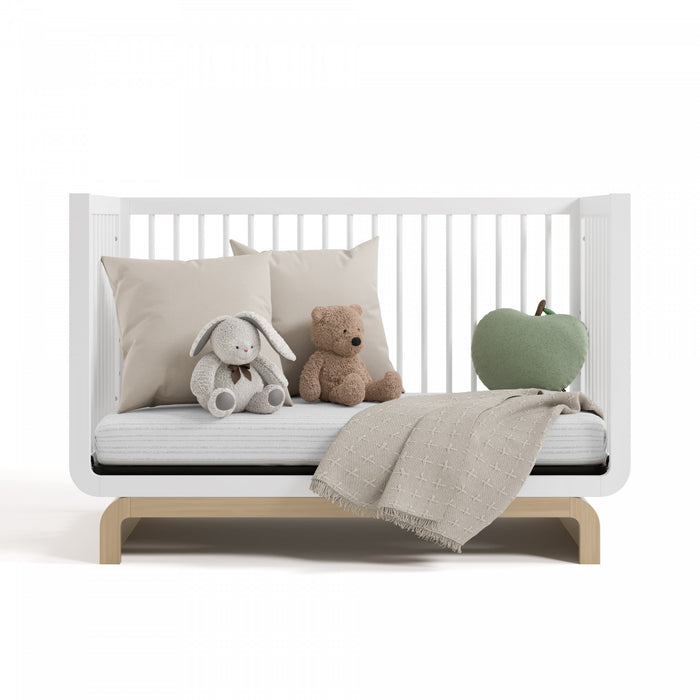 Storkcraft Santorini Lit de bebe convertible 5-en-1 - Blanc avec bois clair
