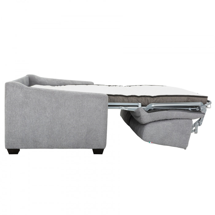 Luca 78 po. Canape-lit euro en tissu avec matelas mousse memoire - Gris