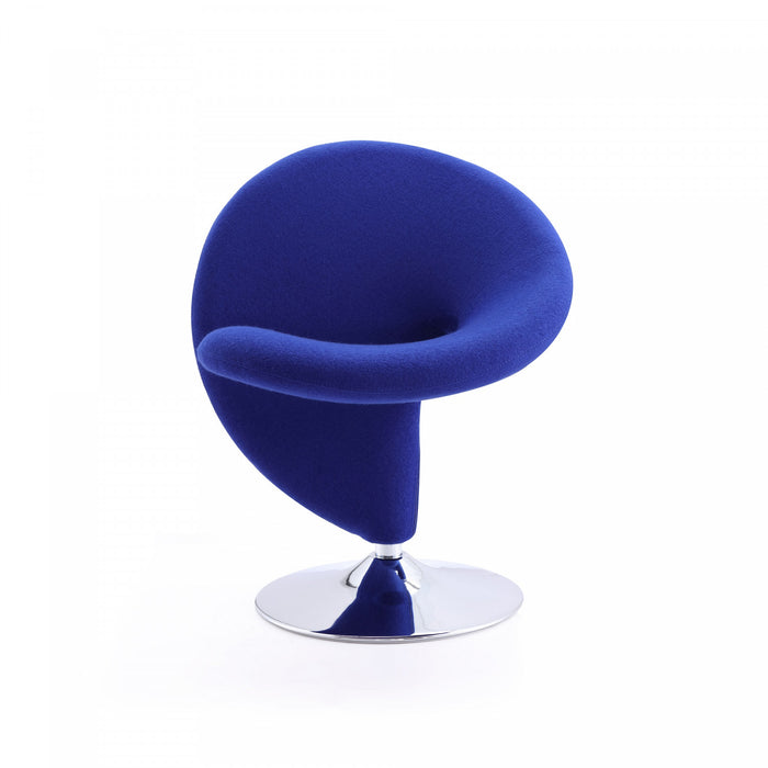 Fauteuil pivotant moderne en laine melangee Curl bleu - Lot de 2
