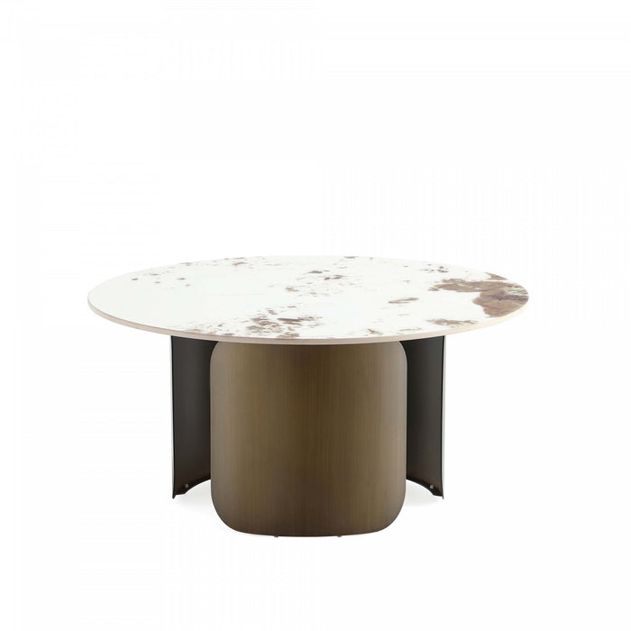 Ensemble moderne et glamour Monica de 2 tables : table basse et table d’appoint en bronze