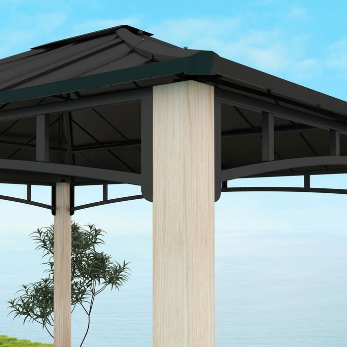 Outsunny Gazebo A Toit Rigide De 10' X 12' Avec Toit En Metal