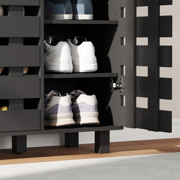 HOMCOM Meuble a chaussures, rangement pour 20 paires de chaussures, noir