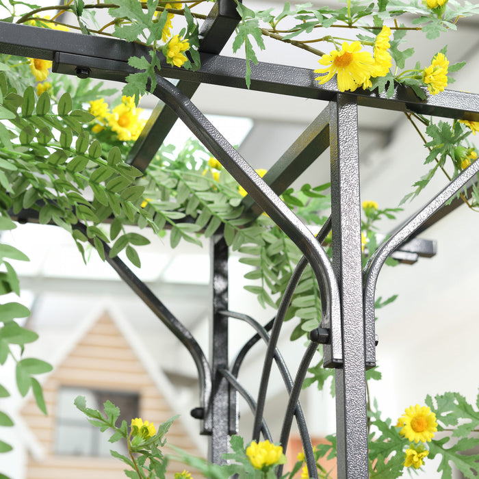 Outsunny Arche De Jardin En Metal De 7 Pieds Tonnelle De Passerelle Exterieure Pour Plantes Grimpantes Decoratives Patio Pelouse Fete D'arriere-cour Ceremonie Accessoires De Decoration Noir