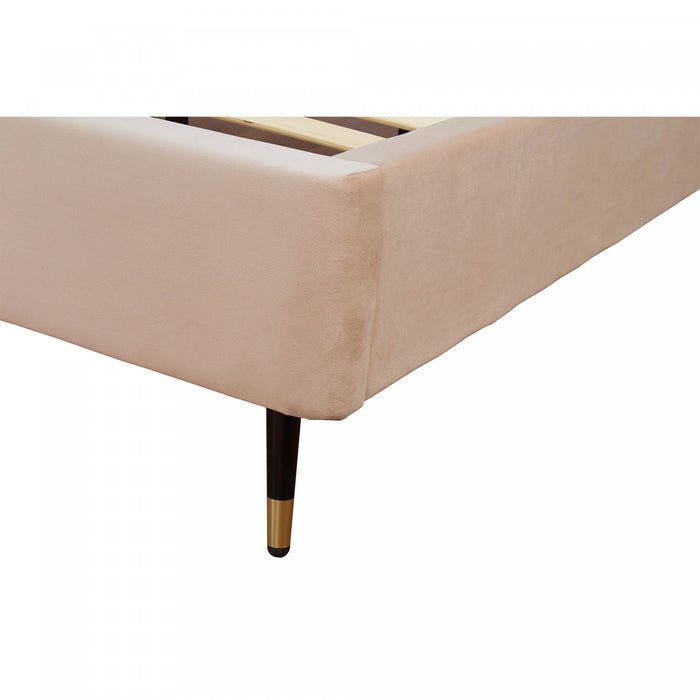 Lit Queen Moderne Crosby Rembourre en Velours Nude