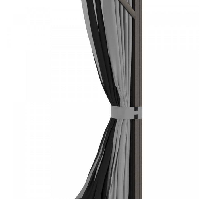 Outsunny 10' X 12' Tonnelle De Jardin Acier Hardtop Gazebo Jardin Abri Soleil Avec Moustiquaire Et Rideaux Crochet De Suspension Cadre En Aluminium Noir