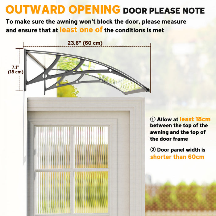 Outsunny Marquise fenetre et porte, abri solaire, transparent