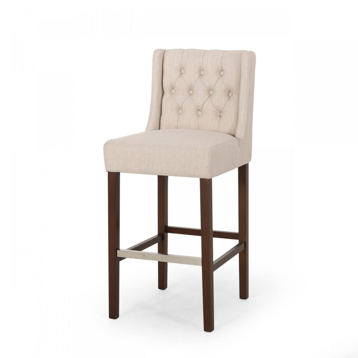 Ensemble De 2 Tabourets De Bar Bruce De 30,5 Po – Hauteur Comptoir – Pattes En Metal Et Tissu Rembourre, Beige