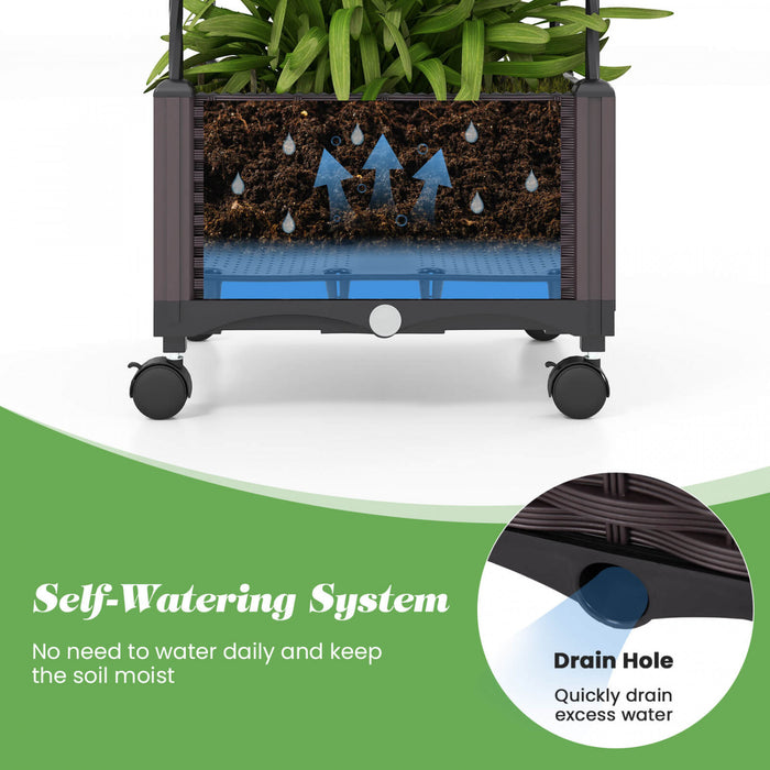 Costway 2 Pcs 67\" Planter Souleve Lit De Jardin Avec Planter Box & Trellis Hauteur Reglable