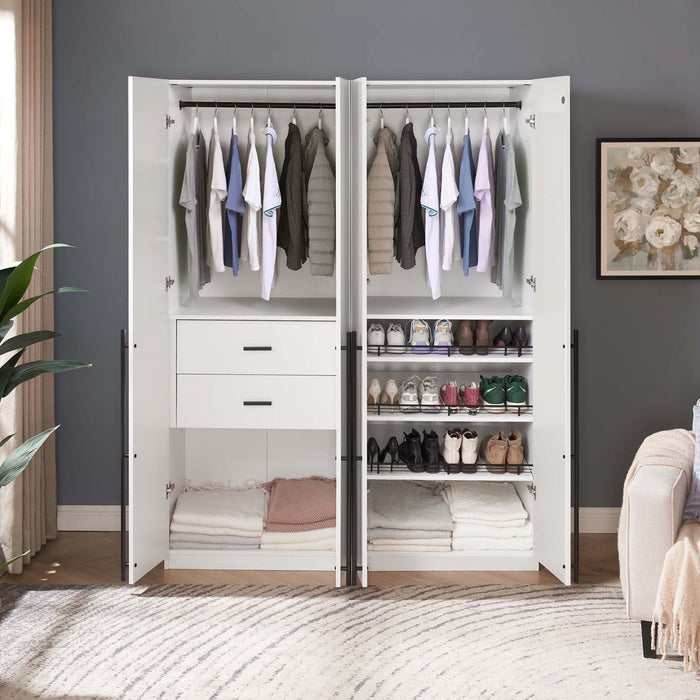 Armoire-penderie moderne Lee 2 pieces en blanc