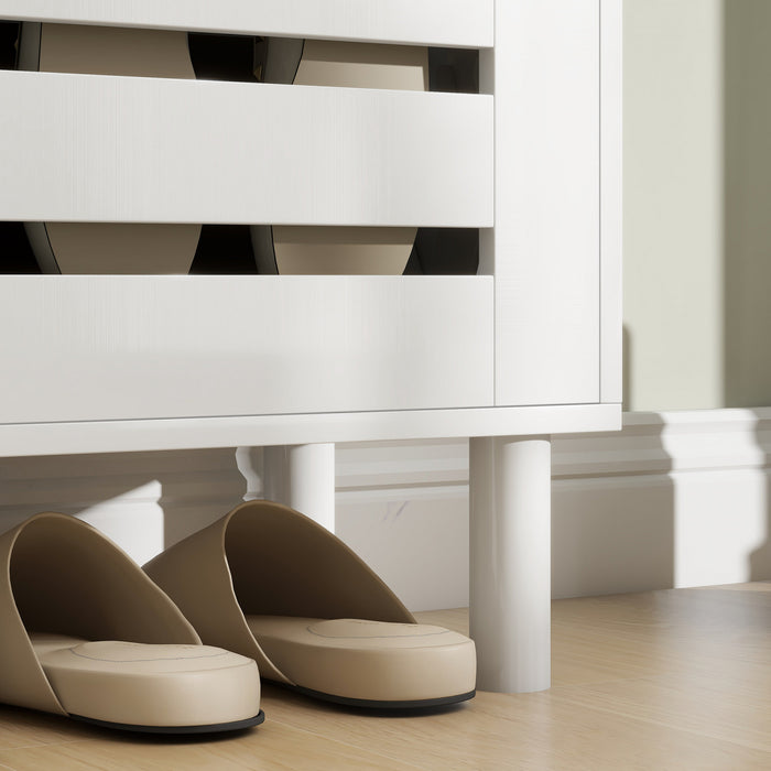 HOMCOM Meuble de rangement pour chaussures avec etageres reglables, Blanc