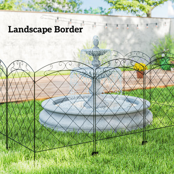 Outsunny Cloture de jardin 11,3', panneaux en acier, lot de 4, noir