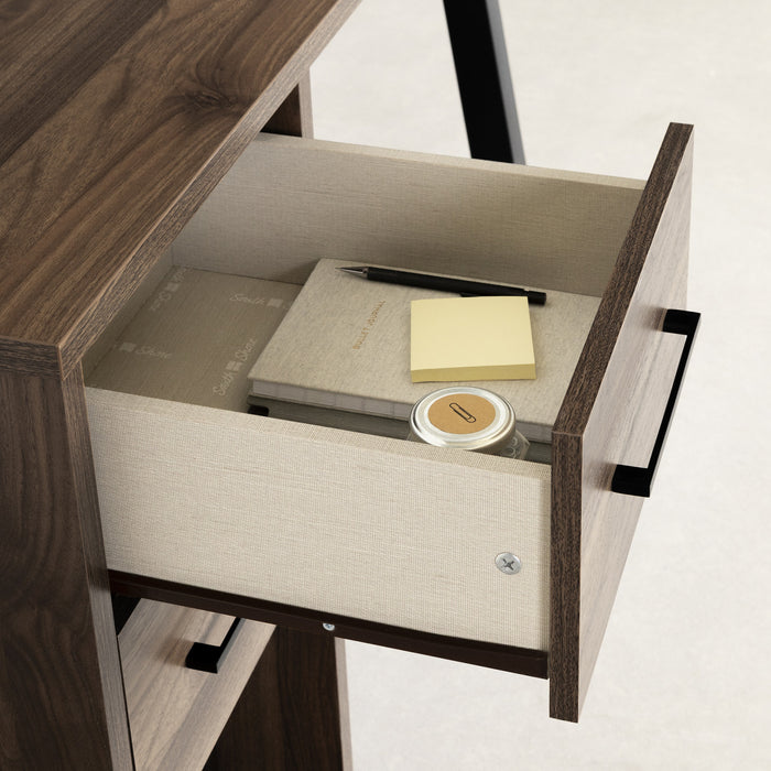 Bureau d’ordinateur Zolten avec multiprise - noyer naturel
