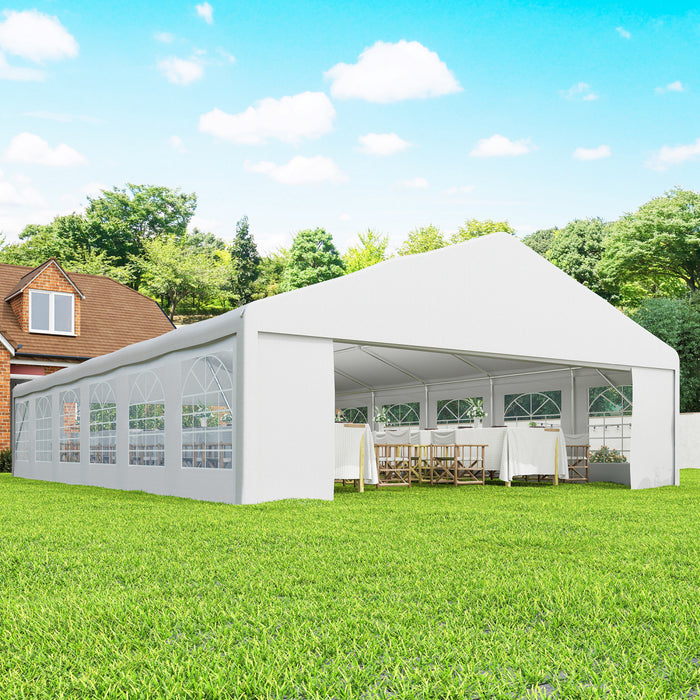 Outsunny Tente de mariage robuste 23' x 39' avec parois laterales, blanc