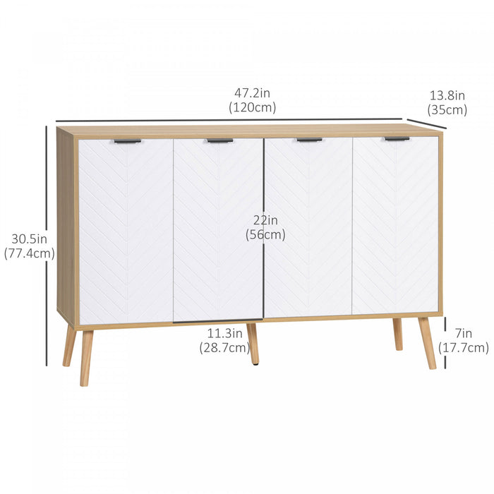 HOMCOM Buffet 47\" avec Etageres Reglables, Naturel