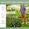 Outsunny Garden Hose Reel Cart, Portable Hose Organizer with Hose Guide System, Hold Up to 300 ft of 5/8" Hose, 4 Wide Wheels & Storage Basket for Industrial, Yard, Garden, Farm