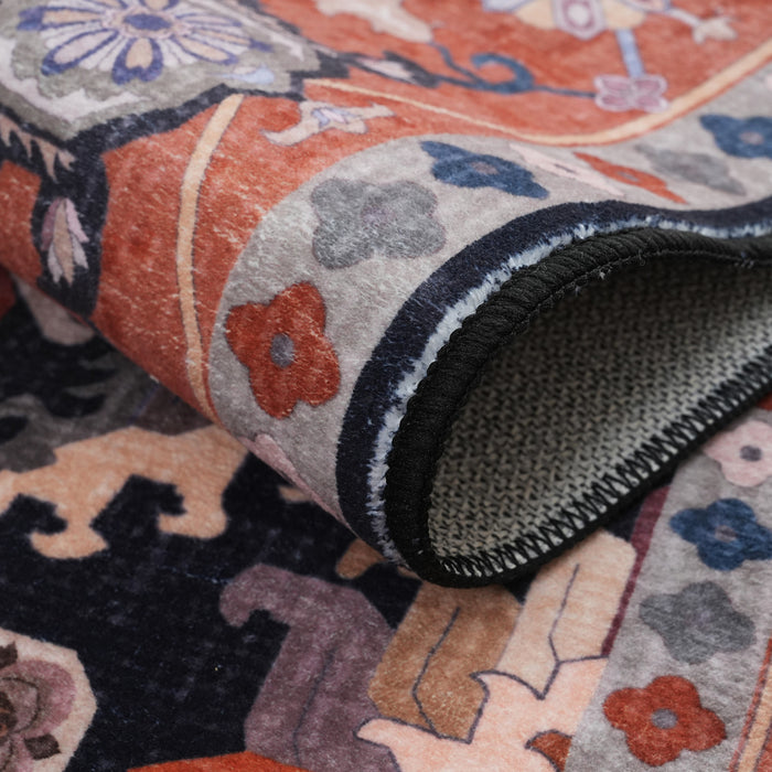 Tapis Etoile Noire Lavable Antiderapant A Poils Ras 5'x7'