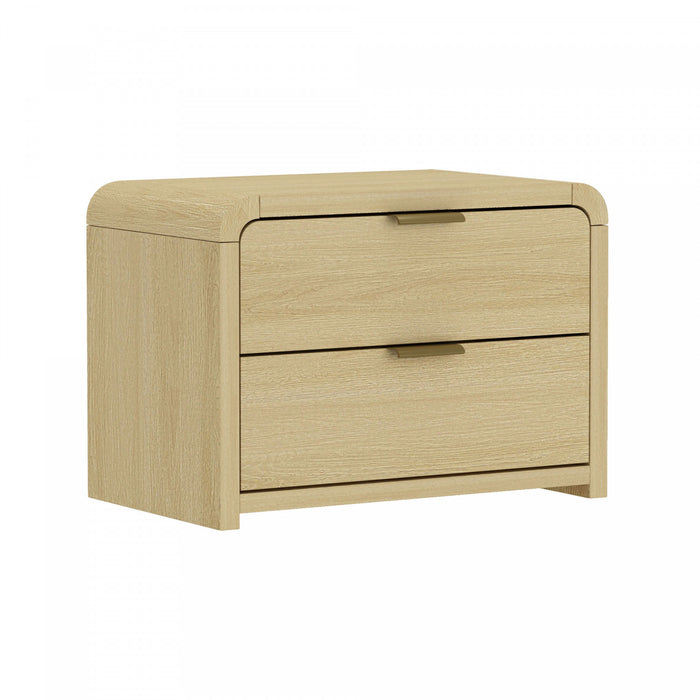 Table de nuit Grace Modern 28\" en chene naturel et or