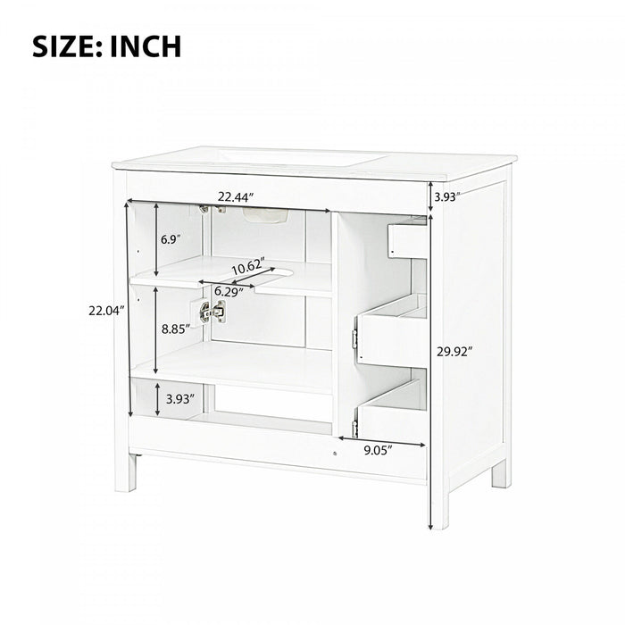 Oakmere Meuble-Lavabo Simple 36 po avec Deux Portes et Deux Tiroirs, Bois Naturel