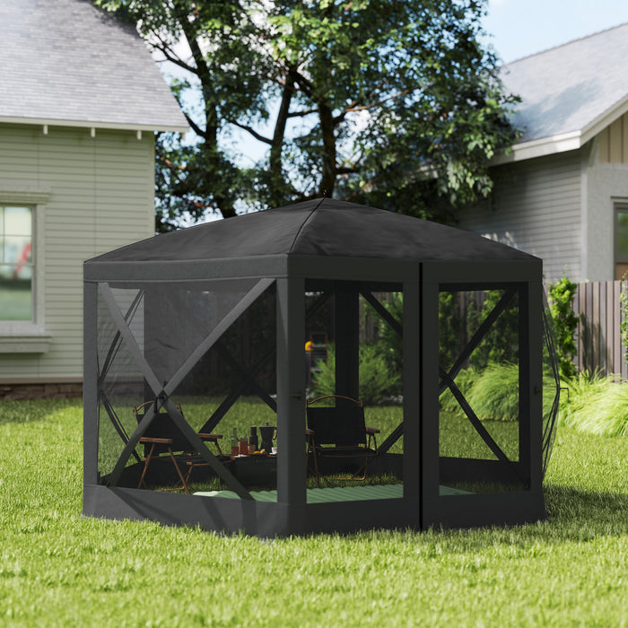 Outsunny Tente Moustiquaire Escamotable 12' X 12', Abri De Camping, Noir
