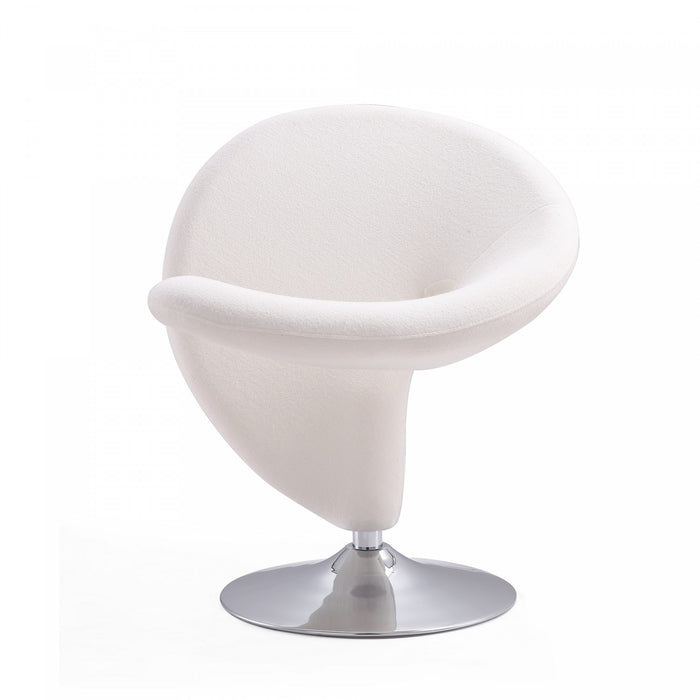 Fauteuil pivotant moderne en laine melangee Curl, creme - Lot de 2