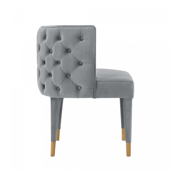 Chaise de salle a manger Maya en velours moderne gris - Lot de 2