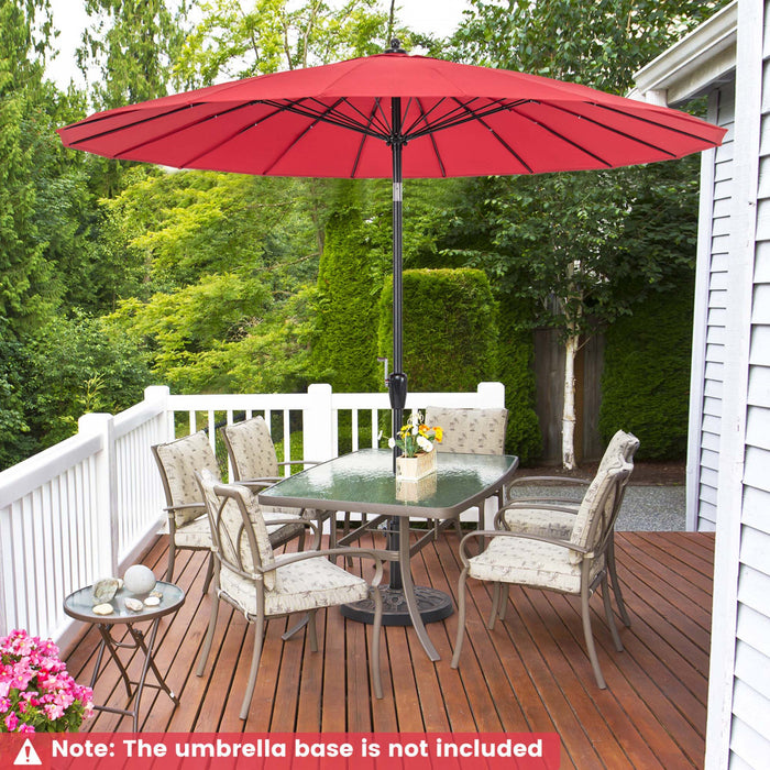 Parasol rond de marche Costway de 9 pieds avec inclination par bouton-poussoir, manivelle, partie superieure ventilee, couleur vin